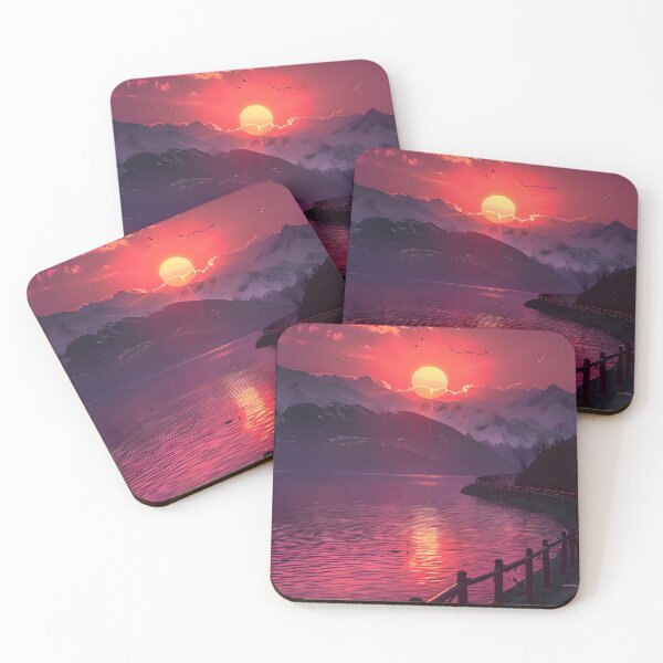 Item preview, Dreamy Pink Sunset Mountain Lake designed and sold by tamararasnowi.