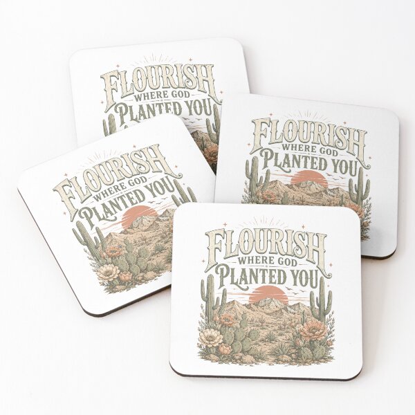 Item preview, Flourish Where God Planted You – Christian Desert Faith Inspirational Design designed and sold by SoulThread Studio.