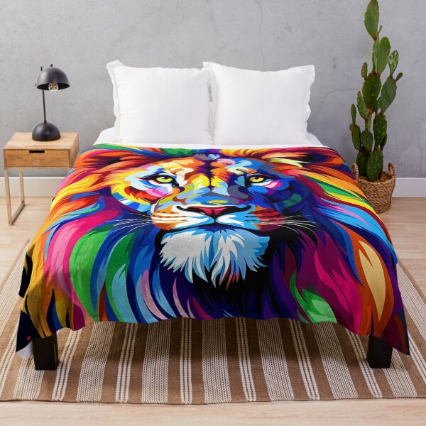 Item preview, Rainbow Colors Fantasy Lion's Face In Vibrant Hues designed and sold by DEC02.
