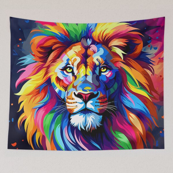 Item preview, Rainbow Colors Fantasy Lion's Face In Vibrant Hues designed and sold by DEC02.