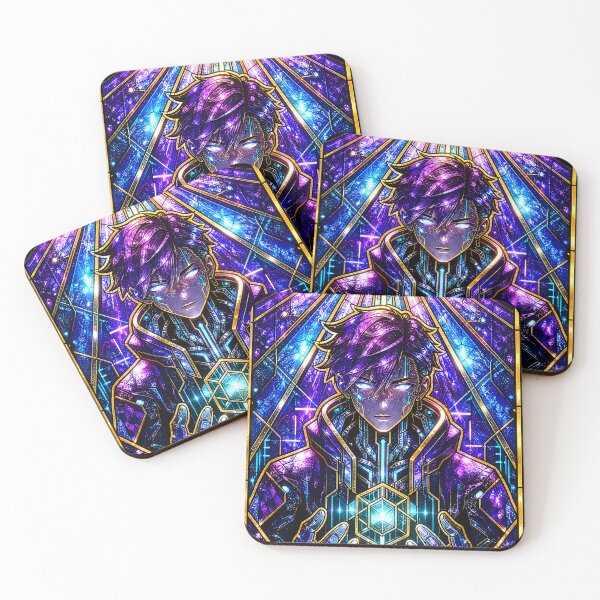 Item preview, Netrunner Stained Glass Purple Cyberpunk Anime Art designed and sold by LuisWorks.