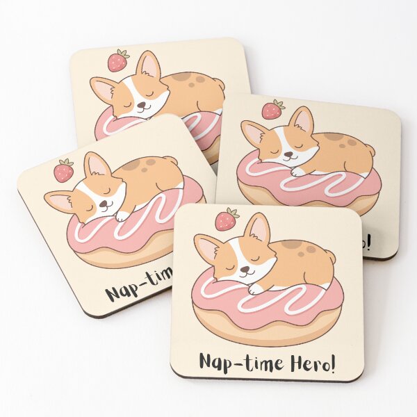 Item preview, Corgi Sleeping On Donut Strawberry Cute Dog Nap designed and sold by Amir Faysal.