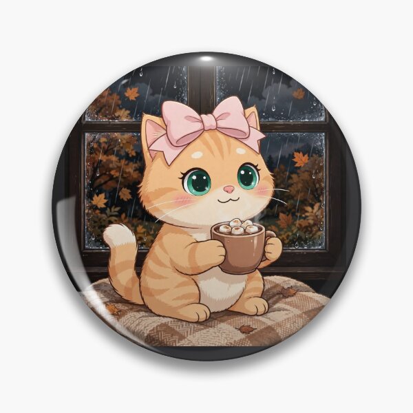 Item preview, Cute Fall Rainy Window Cat Cocoa Autumn Cozy Marshmallow designed and sold by Moody Vibes Studio.