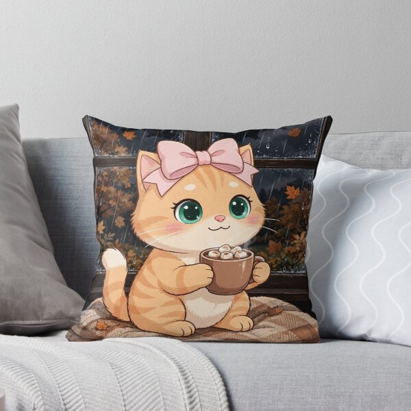 Item preview, Cute Fall Rainy Window Cat Cocoa Autumn Cozy Marshmallow designed and sold by Luna's World .