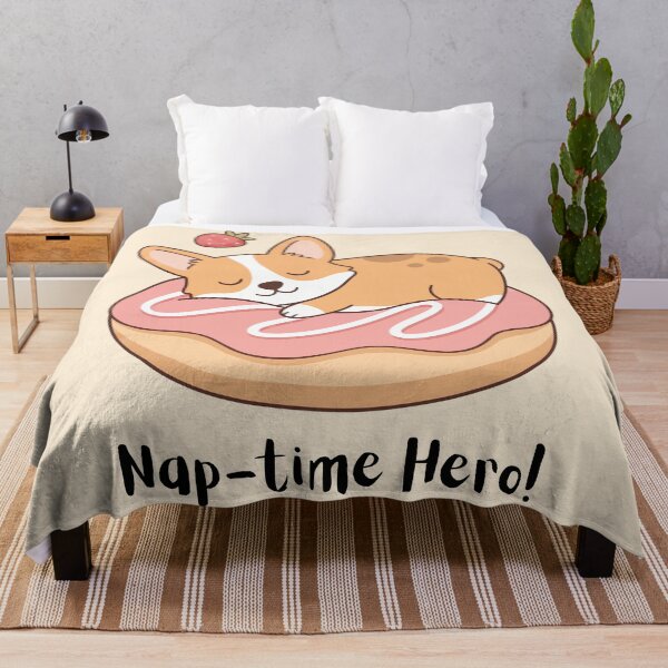 Item preview, Corgi Sleeping On Donut Strawberry Cute Dog Nap designed and sold by Amir Faysal.