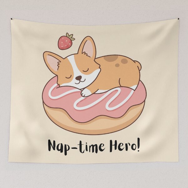 Item preview, Corgi Sleeping On Donut Strawberry Cute Dog Nap designed and sold by Amir Faysal.