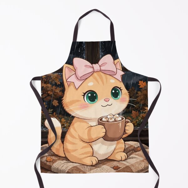 Item preview, Cute Fall Rainy Window Cat Cocoa Autumn Cozy Marshmallow designed and sold by Moody Vibes Studio.