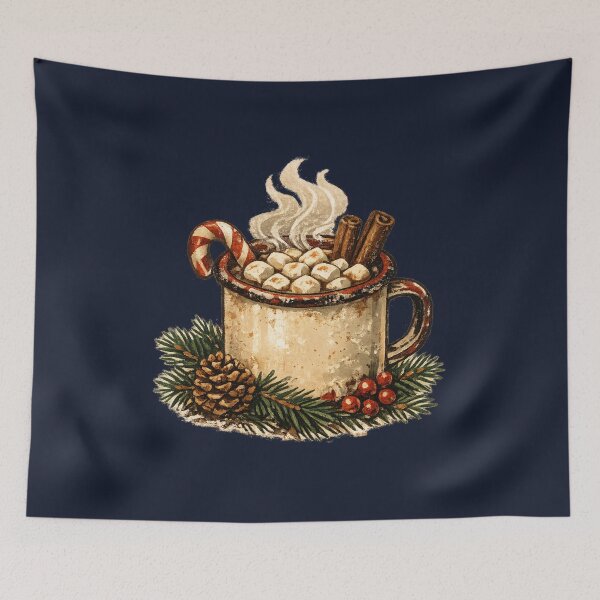 Item preview, Vintage Retro Winter Christmas Holiday Cottagecore Cozy Hot Cocoa Mug Gift  designed and sold by Artycom.