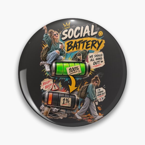 Item preview, Social Battery 1% – Funny Introvert Comic designed and sold by Golden Era Studio.