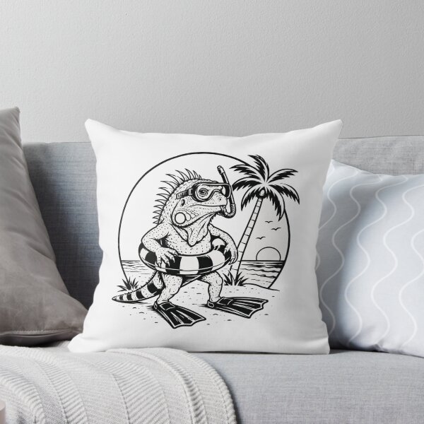Item preview, Tropical iguana bathing - black and white line drawing designed and sold by OG-CONTROL-P.