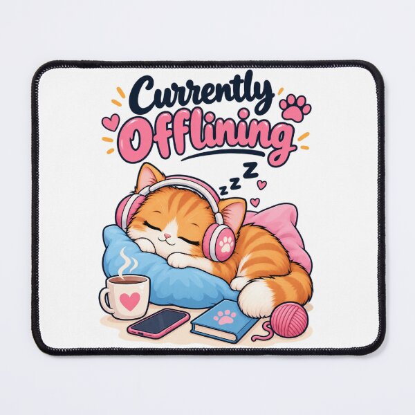 Item preview, Currently Offlining – Cute Sleeping Cat with Headphones designed and sold by khadijaAchaki.