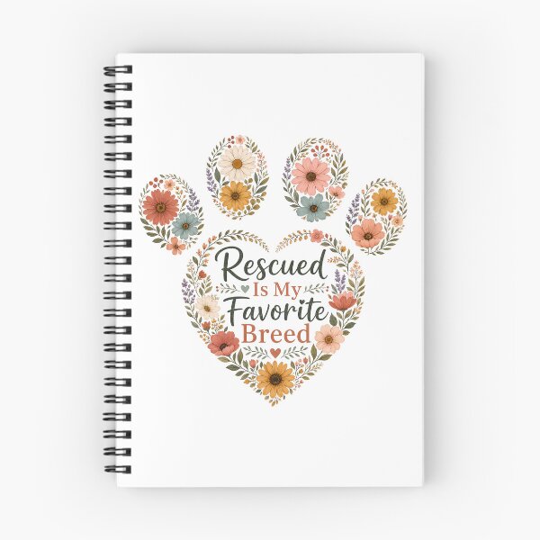 Item preview, Rescued Is My Favorite Breed Floral Paw Print designed and sold by BobbyTee Merch.