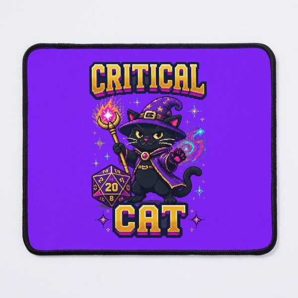 Item preview, Critical Cat — Pixel Wizard Kitty RPG Gamer designed and sold by Miauau Studio.