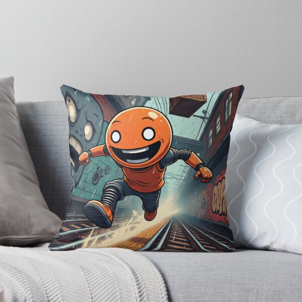 Item preview, Orange boy runs across railway tracks designed and sold by Mianku | Für das Leben.