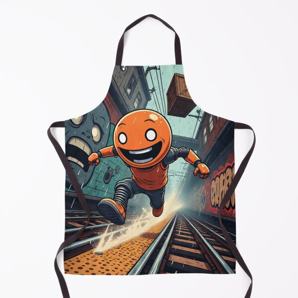 Item preview, Orange boy runs across railway tracks designed and sold by Mianku | Für das Leben.