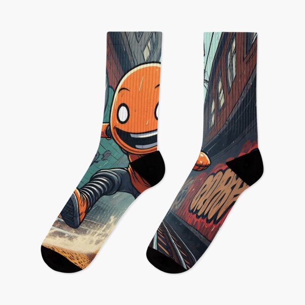 Item preview, Orange boy runs across railway tracks designed and sold by Mianku | Für das Leben.