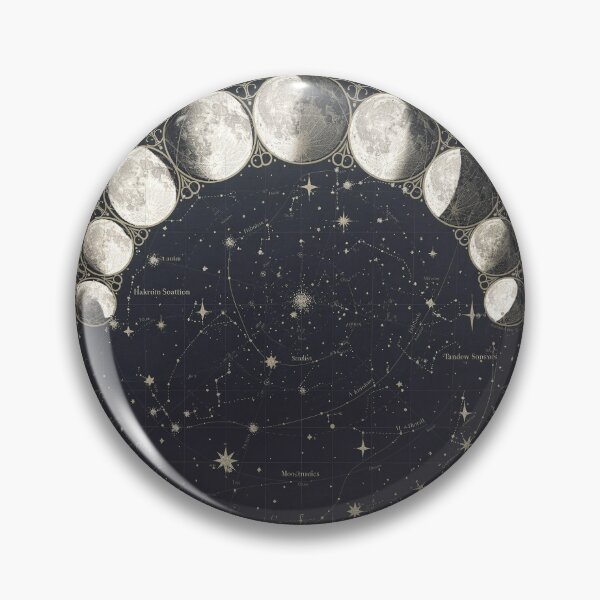 Item preview, Celestial Moon-Phase Chart in Gilt Vintage Print designed and sold by PictorialWhimsy.