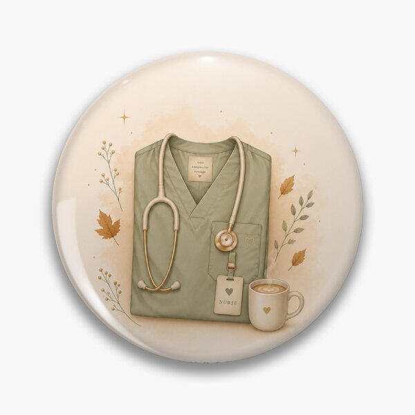 Item preview, Cozy Autumn Nurse  – Sage Green Scrubs & Stethoscope designed and sold by HO•Designs.