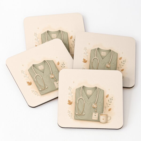 Item preview, Cozy Autumn Nurse  – Sage Green Scrubs & Stethoscope designed and sold by HO•Designs.
