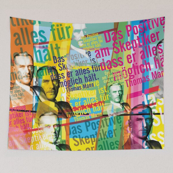 Item preview, Thomas Mann, skeptic, quote, literature, pop art, collage designed and sold by Mauswohn.