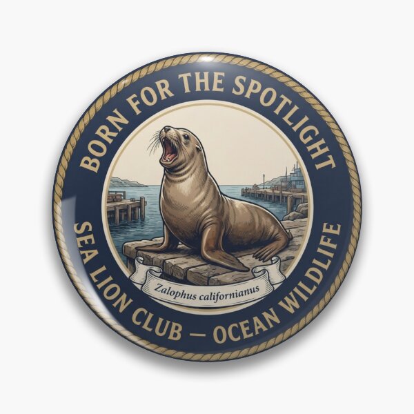 Item preview, Born For The Spotlight Sea Lion Humor Badge designed and sold by CalmCapy Co.