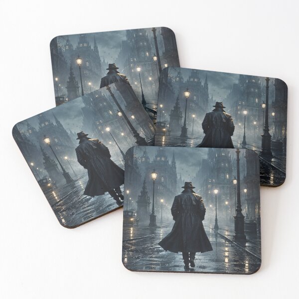 Item preview, Noir Detective in Foggy Victorian Street – Gothic Mystery Thriller Poster designed and sold by lavanya11.