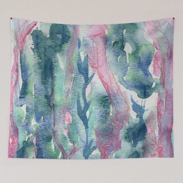 Item preview, Dreamy Pink Forest Watercolor designed and sold by DzinkaDreamArt.