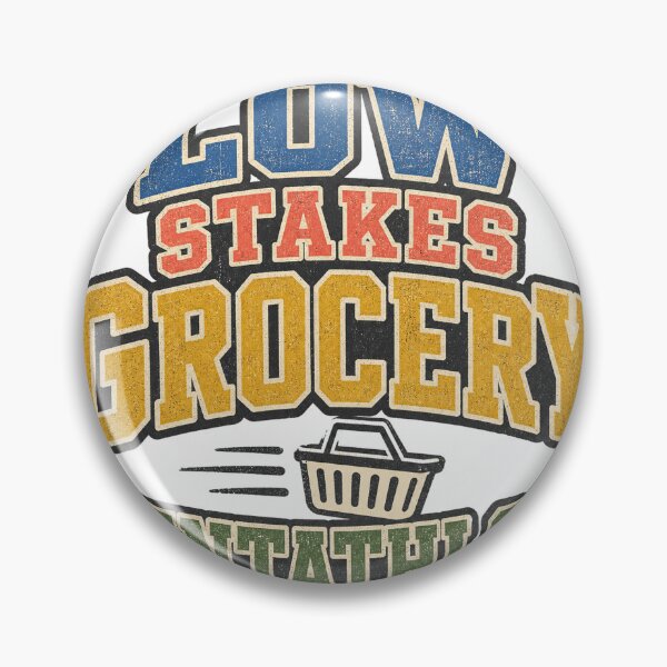 Item preview, Low Stakes Grocery Pentathlon Badge designed and sold by aihrgdesign.
