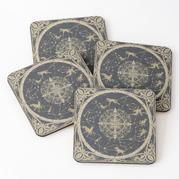 Item preview, Vintage Constellation Map of the Night Sky Gilt Print designed and sold by PictorialWhimsy.
