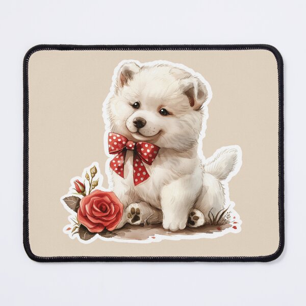 Item preview, Samoyed with a Red Rose designed and sold by Erika Kaisersot.