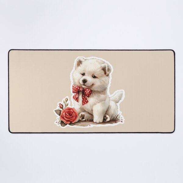 Item preview, Samoyed with a Red Rose designed and sold by Erika Kaisersot.