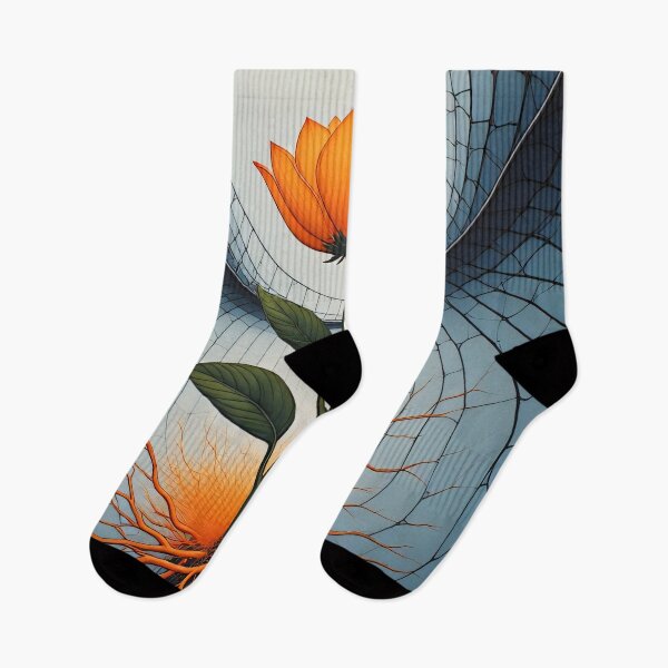 Item preview, A single orange lotus blooms in a geometric grid. designed and sold by Mianku | Für das Leben.