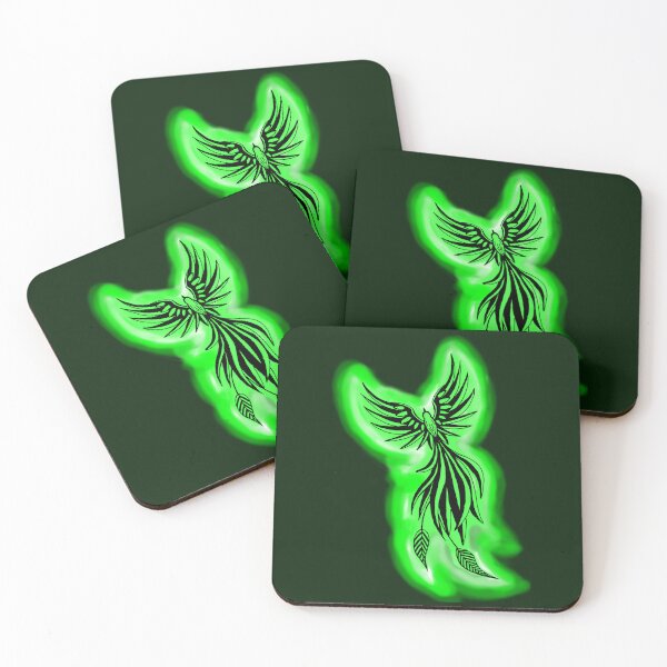 Item preview, Green Neon Phoenix - Luminous Firebird Fantasy Art designed and sold by URSM.