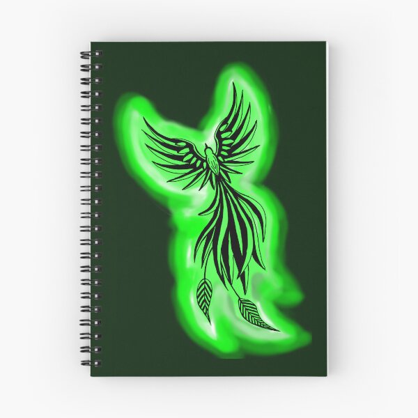 Item preview, Green Neon Phoenix - Luminous Firebird Fantasy Art designed and sold by URSM.