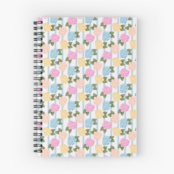 Item preview, Blue Pink Peach and Yellow Hydrangea Garden with Blue Stripes designed and sold by JasmineGDesigns.