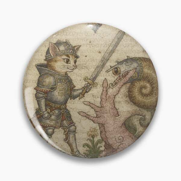 Item preview, Medieval Cat Knight Dueling a Giant Armoured Snail Manuscript Art designed and sold by PictorialWhimsy.
