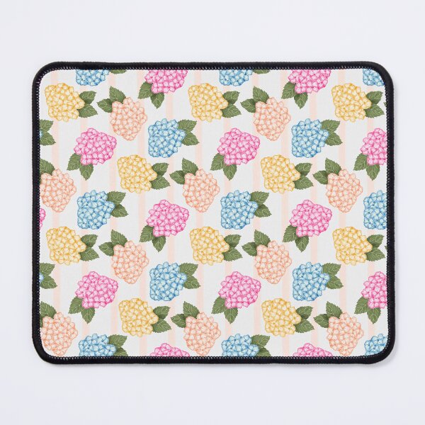 Item preview, Blue Pink Peach and Yellow Hydrangea Garden with Peach Stripes designed and sold by JasmineGDesigns.