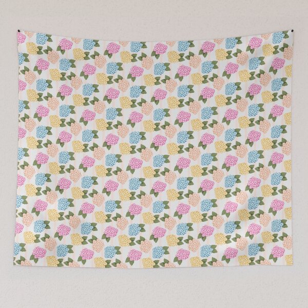 Item preview, Blue Pink Peach and Yellow Hydrangea Garden with Peach Stripes designed and sold by JasmineGDesigns.
