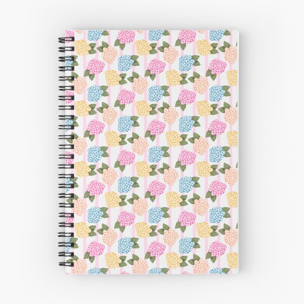 Item preview, Blue Pink Peach and Yellow Hydrangea Garden with Pink Stripes designed and sold by JasmineGDesigns.