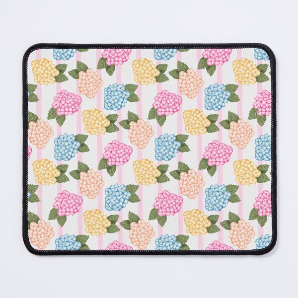 Item preview, Blue Pink Peach and Yellow Hydrangea Garden with Pink Stripes designed and sold by JasmineGDesigns.