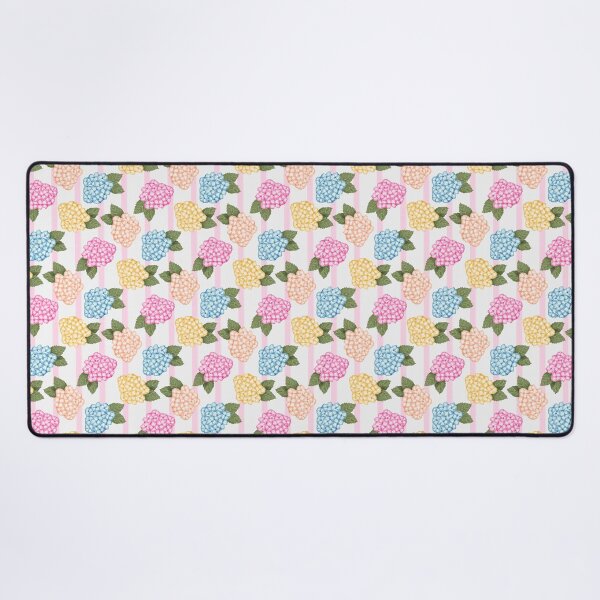 Item preview, Blue Pink Peach and Yellow Hydrangea Garden with Pink Stripes designed and sold by JasmineGDesigns.