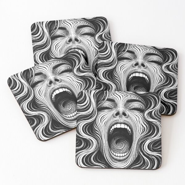 Item preview, Psychedelic Scream | Black & White Optical Illusion Art designed and sold by ravuh.