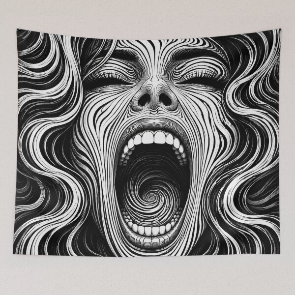 Item preview, Psychedelic Scream | Black & White Optical Illusion Art designed and sold by ravuh.