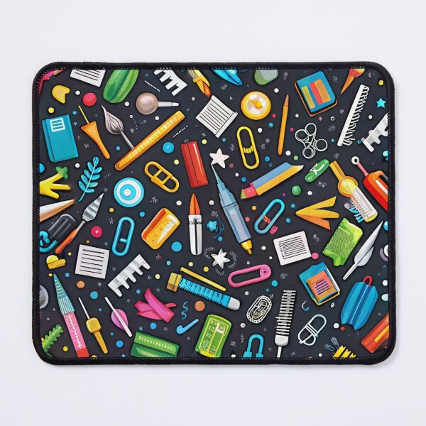 Item preview, Chaotic and Colorful School Supplies Seamless Pattern designed and sold by Vision Crafted.