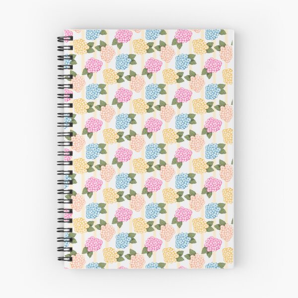 Item preview, Blue Pink Peach and Yellow Hydrangea Garden with Yellow Stripes designed and sold by JasmineGDesigns.