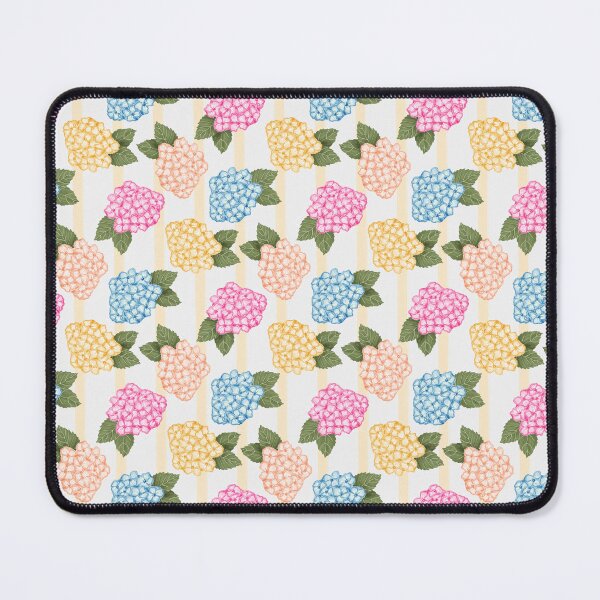 Item preview, Blue Pink Peach and Yellow Hydrangea Garden with Yellow Stripes designed and sold by JasmineGDesigns.
