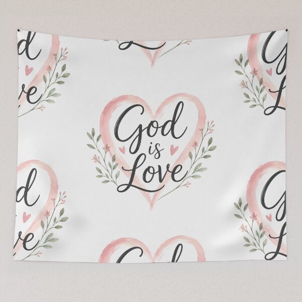 Item preview, God Is Love – Blush Floral Heart designed and sold by Stubblejumper Artworks.