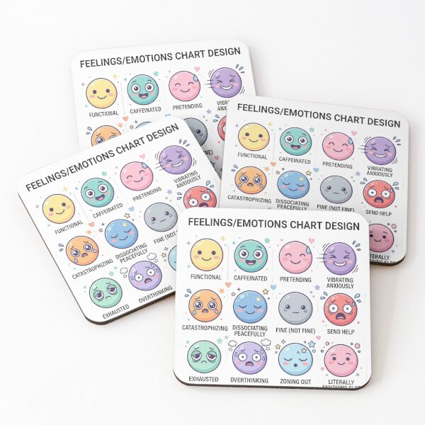 Item preview, Feelings Chart Parody Funny Mental Health Humor Anxiety designed and sold by LunaMarkos.