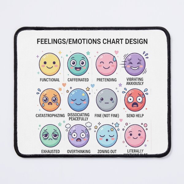 Item preview, Feelings Chart Parody Funny Mental Health Humor Anxiety designed and sold by LunaMarkos.