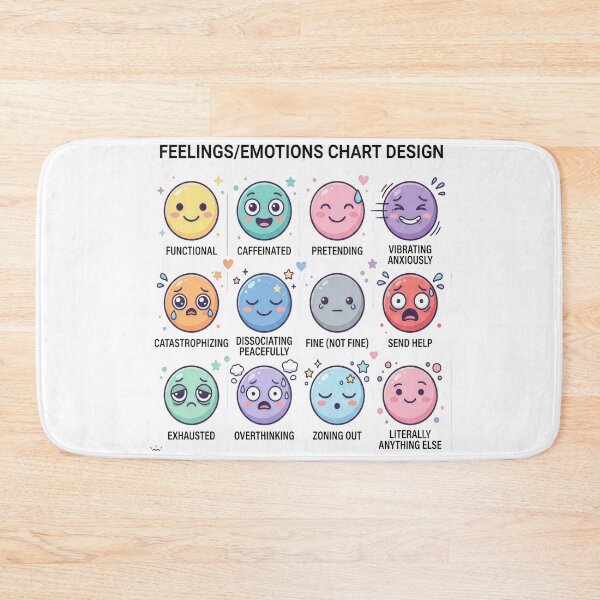 Item preview, Feelings Chart Parody Funny Mental Health Humor Anxiety designed and sold by LunaMarkos.